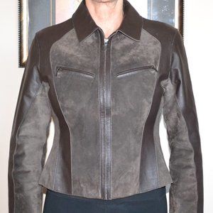 Beverley Hill brand, Leather/ Swade Jacket, size S,  Brown